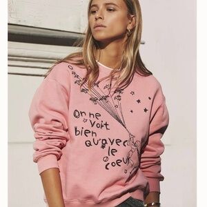 SUNCOO x Le Petit Prince Embroidered Sweatshirt in Pink